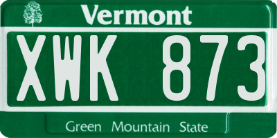 VT license plate XWK873