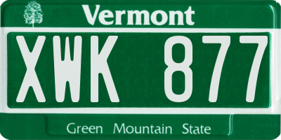 VT license plate XWK877