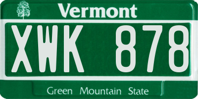 VT license plate XWK878