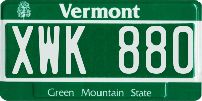 VT license plate XWK880