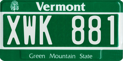 VT license plate XWK881