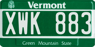 VT license plate XWK883