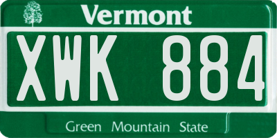VT license plate XWK884