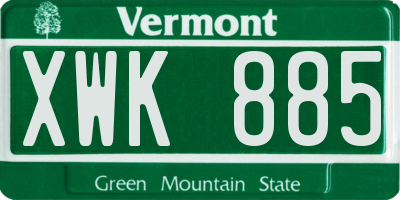 VT license plate XWK885