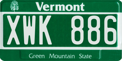 VT license plate XWK886