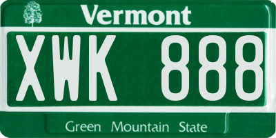 VT license plate XWK888