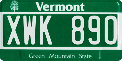 VT license plate XWK890