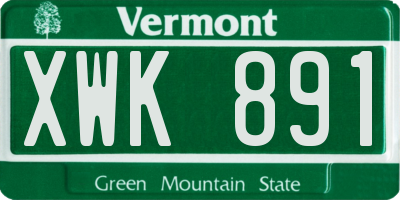 VT license plate XWK891
