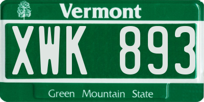 VT license plate XWK893