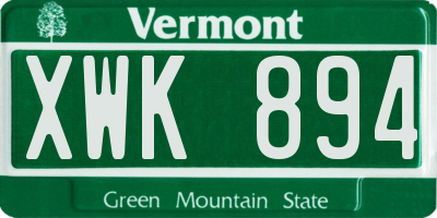 VT license plate XWK894