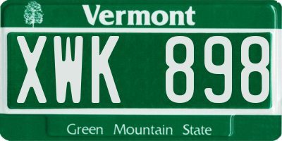 VT license plate XWK898