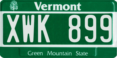 VT license plate XWK899