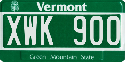 VT license plate XWK900