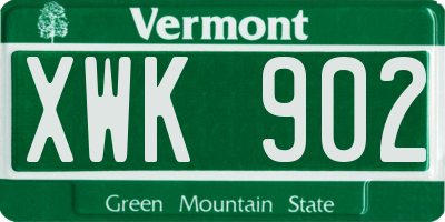 VT license plate XWK902