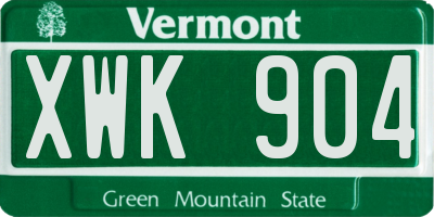 VT license plate XWK904