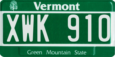 VT license plate XWK910
