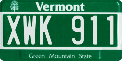 VT license plate XWK911