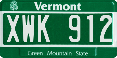 VT license plate XWK912