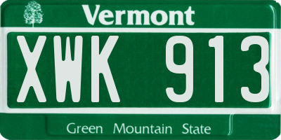 VT license plate XWK913