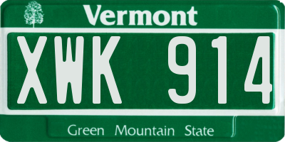 VT license plate XWK914