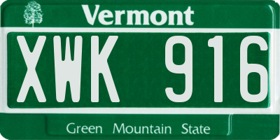 VT license plate XWK916