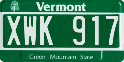 VT license plate XWK917