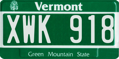 VT license plate XWK918