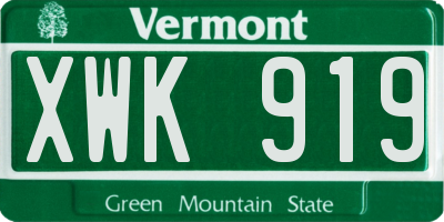 VT license plate XWK919