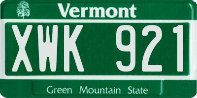 VT license plate XWK921