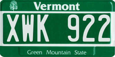 VT license plate XWK922