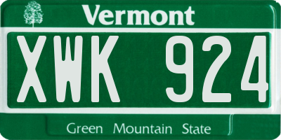 VT license plate XWK924