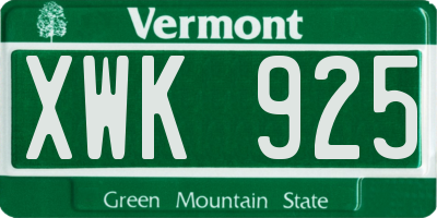 VT license plate XWK925
