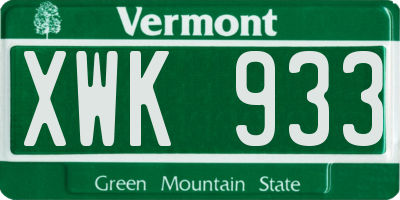 VT license plate XWK933