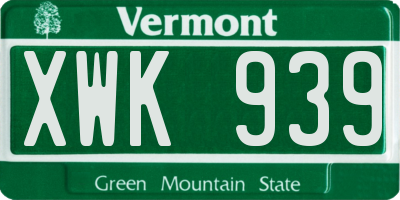 VT license plate XWK939