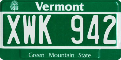 VT license plate XWK942