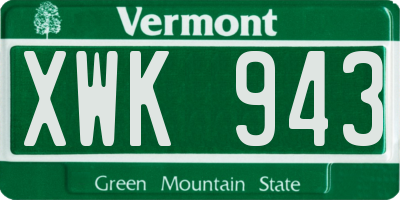 VT license plate XWK943