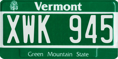 VT license plate XWK945