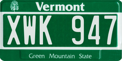 VT license plate XWK947
