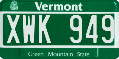 VT license plate XWK949