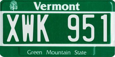 VT license plate XWK951
