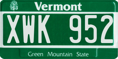 VT license plate XWK952
