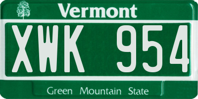 VT license plate XWK954