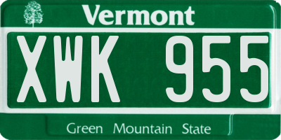VT license plate XWK955
