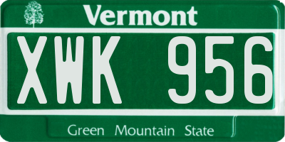 VT license plate XWK956