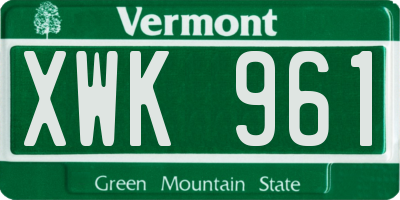 VT license plate XWK961
