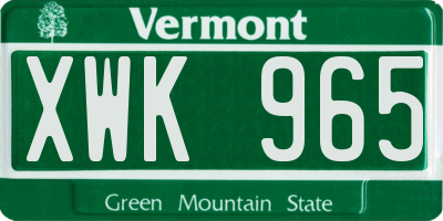 VT license plate XWK965