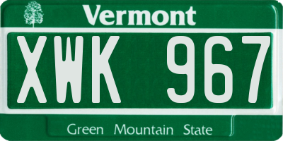 VT license plate XWK967