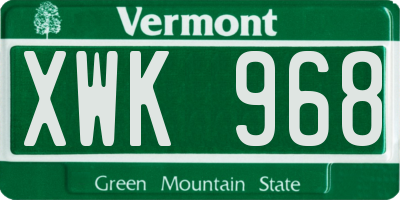 VT license plate XWK968
