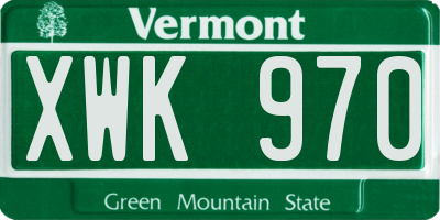 VT license plate XWK970