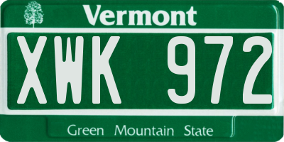VT license plate XWK972